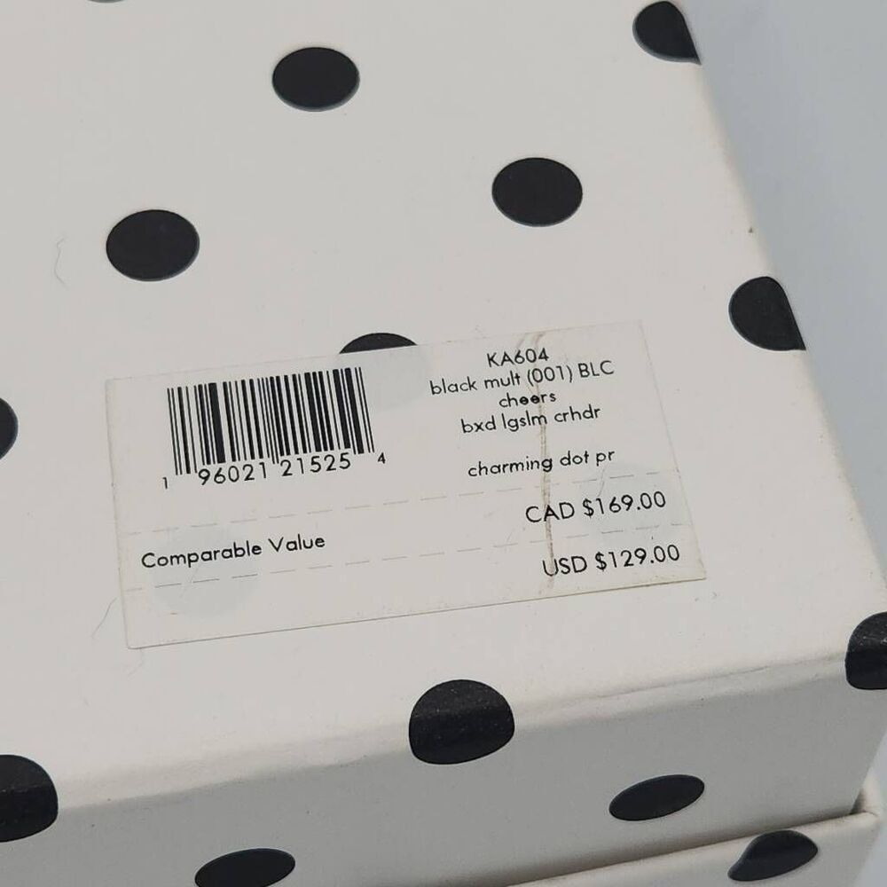 Kate Spade charming dot black and cream zip around wallet with gift box - Picture 9 of 9